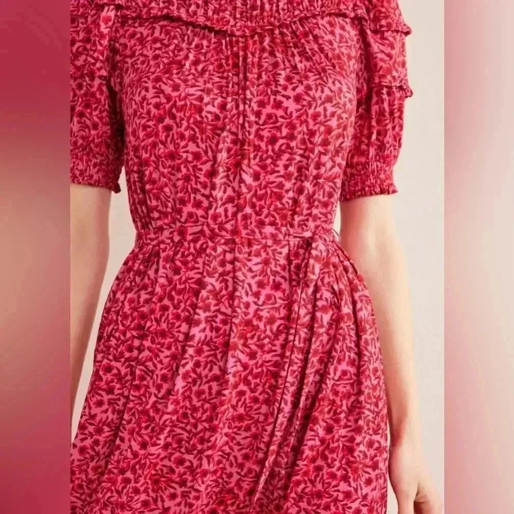 BODEN Yoke Detail Midi Dress Pockets Tie waist Size 16-18R